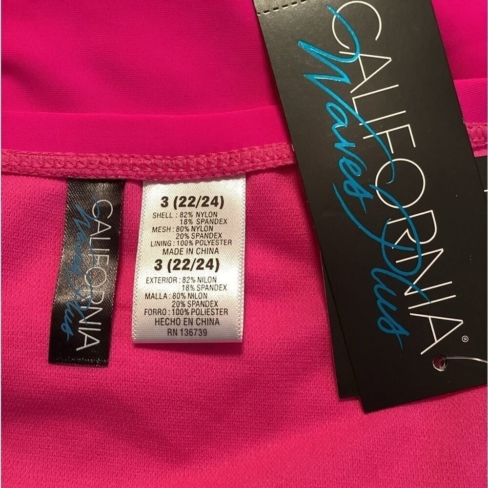NWT California waves plus hot pink High waisted bikini size 3X - Picture 3 of 6